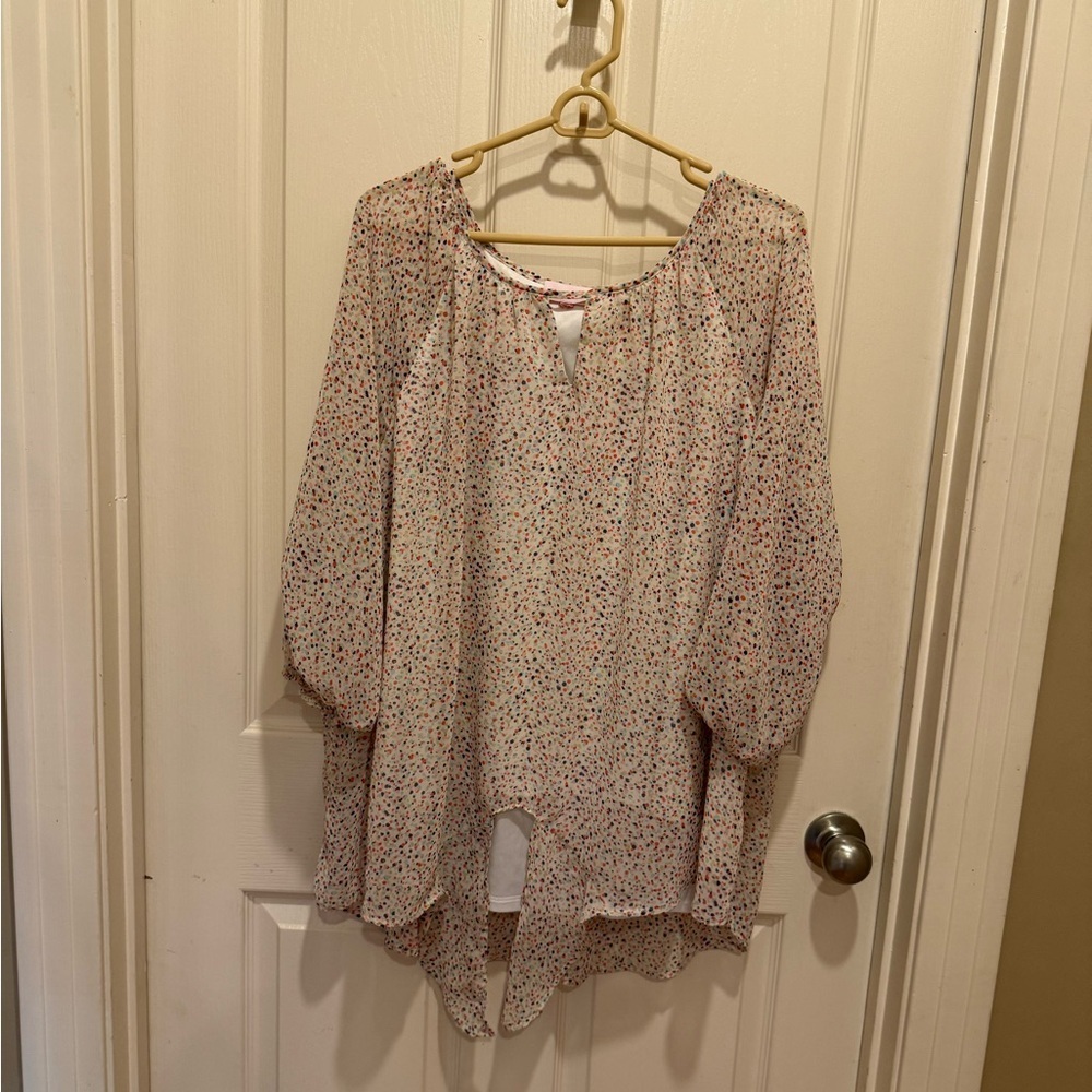 Molly & Isadora Brand Women's colorful Top, Sheer, Size 2XL